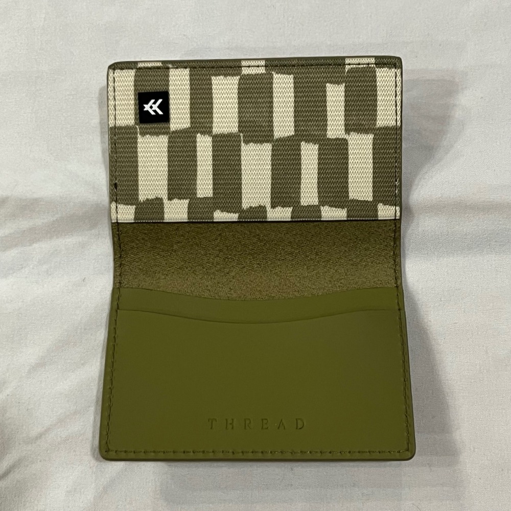 Thread Scout Bifold Wallet Olive Green Checkerboard Pattern - Picture 3 of 9